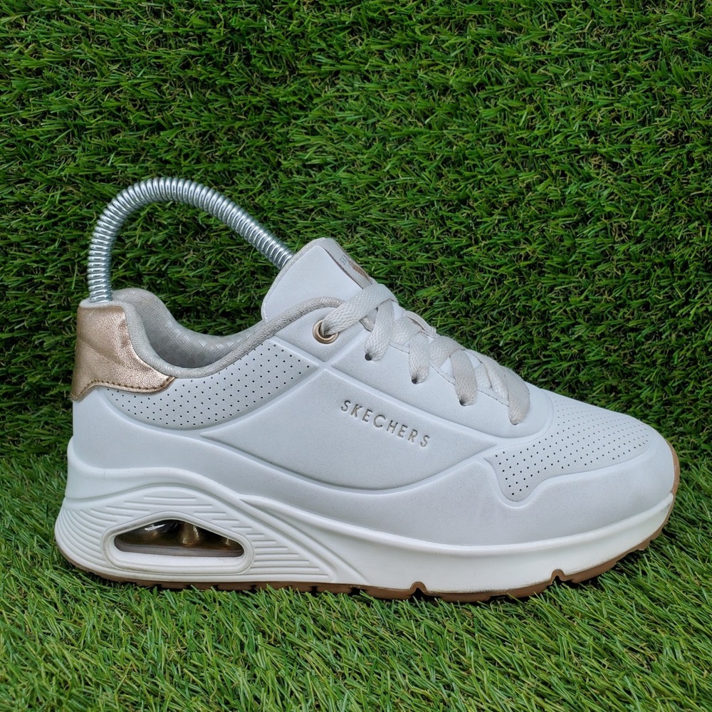 Skechers Uno Stand On Air SIZE 3 Kids White Rose Gold Sneakers Fashion Athletic
